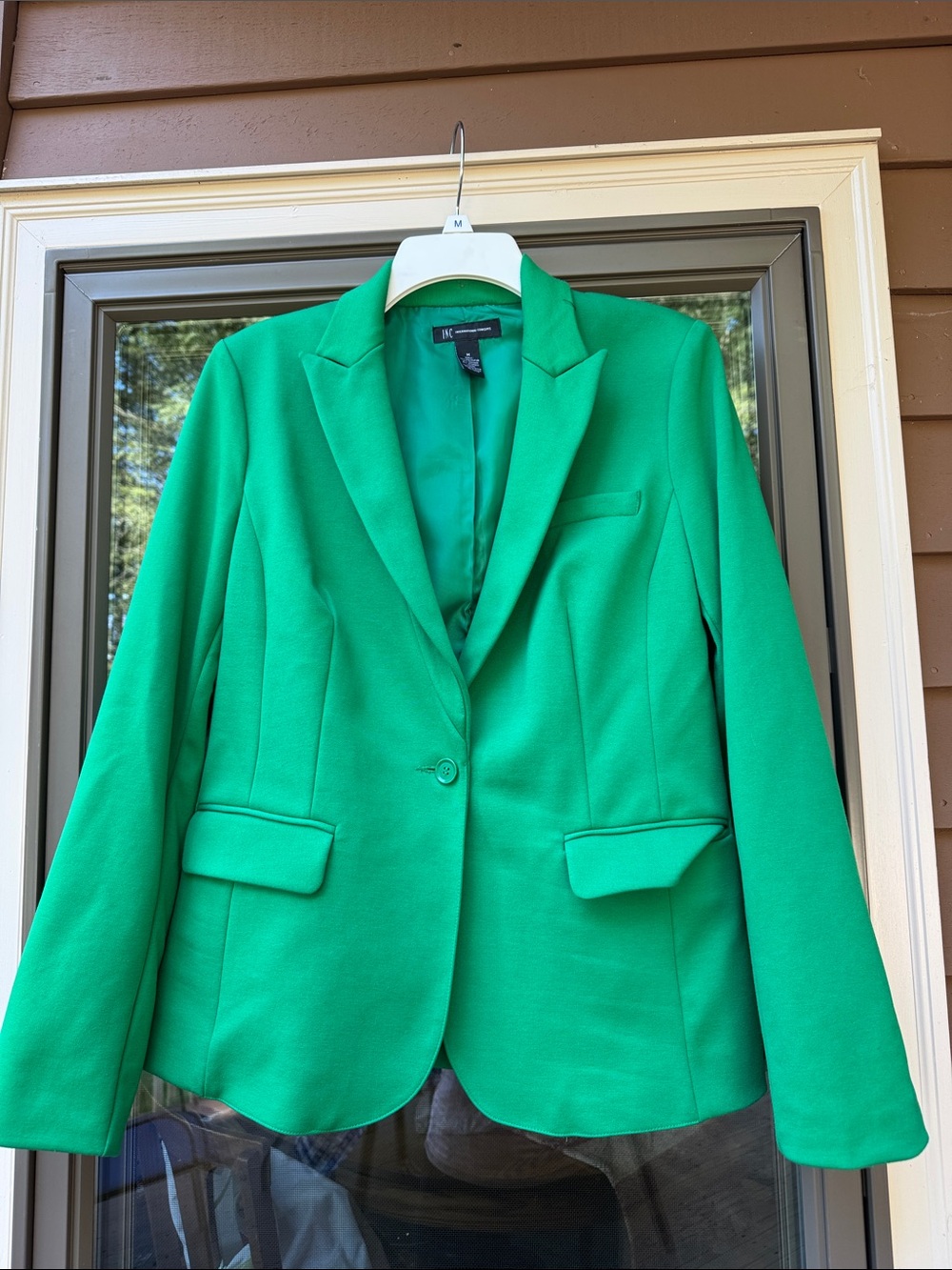 INC International Concepts Bright Green Single-Button Tailored Blazer